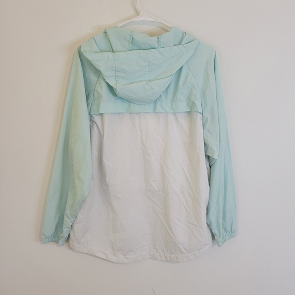 Puma White Mint Teal Windbreaker Pullover Jacket Sporty XS - Picture 7 of 9